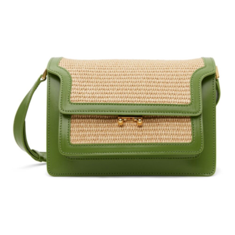 Beautiful Marni Green Woven Raffia Trunk Bag